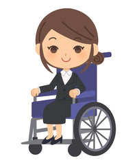 車椅子に乗った会社員