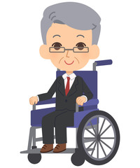 車椅子に乗った会社員