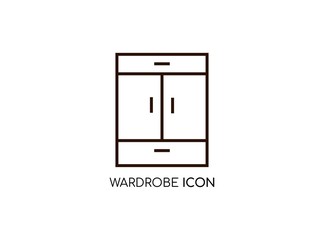 Wardrobe Line Icon Template. Cupboard Icon in Monoline Concept Isolated on White Background. Vector Illustration.