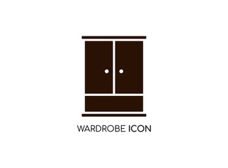 Wardrobe Icon Vector in Monogram Concept. Design with Black Isolated on White Background. Vector Illustration.