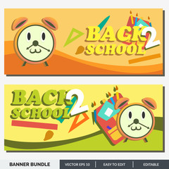 Back to school banner template consisting of school items and elements. Vector illustration. Suitable for banners, posters, flyers. Creative design advertising vector illustration.