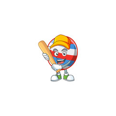 Cartoon design of independence day balloon having baseball stick