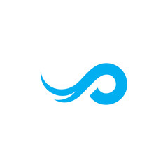 simple geometric motion blue ocean waves rotation logo vector
