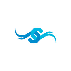 linked blue wave overlapping symbol logo vector