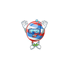 A cartoon design of independence day balloon trying Diving glasses