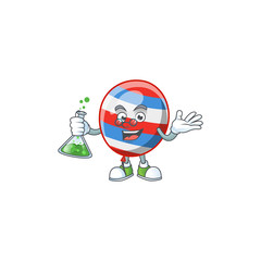 Independence day balloon brainy Professor Cartoon design grasp a glass tube