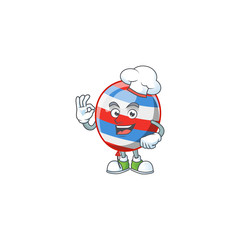 A picture of independence day balloon cartoon character wearing white chef hat