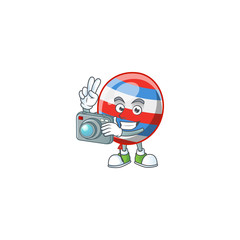 Independence day balloon mascot design as a professional photographer with a camera