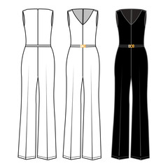 jumpsuit  fashion flat sketch template