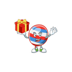 A mascot design style of independence day balloon showing crazy face