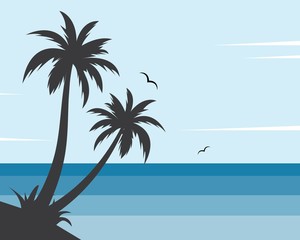 Palm tree icon of summer and travel background vector illustration