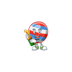 mascot cartoon design of independence day balloon with bottle of beer