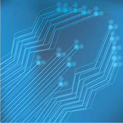 circuit board vector background on blue color