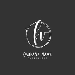 Handwritten initial letter F V FV for identity and logo. Vector logo template with handwriting and signature style.