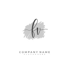 Handwritten initial letter F V FV for identity and logo. Vector logo template with handwriting and signature style.