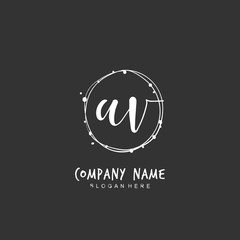 Handwritten initial letter A V AV for identity and logo. Vector logo template with handwriting and signature style.