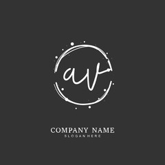 Handwritten initial letter A V AV for identity and logo. Vector logo template with handwriting and signature style.