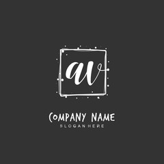 Handwritten initial letter A V AV for identity and logo. Vector logo template with handwriting and signature style.