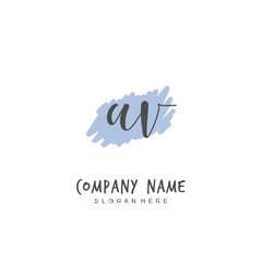Handwritten initial letter A V AV for identity and logo. Vector logo template with handwriting and signature style.