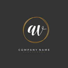Handwritten initial letter A V AV for identity and logo. Vector logo template with handwriting and signature style.