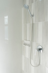 Modern shower head in modern bathroom