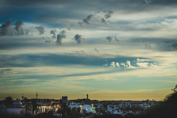 stunning sunset over the city
