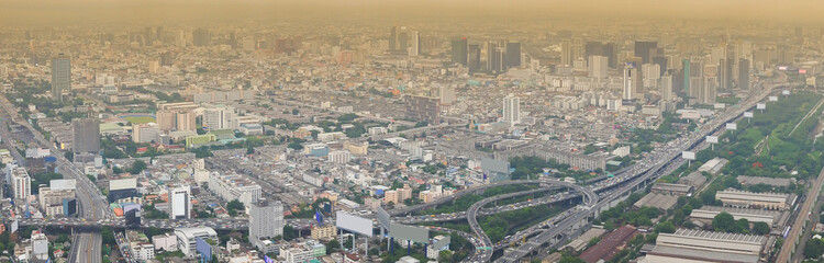 Naklejka na ściany i meble Building skyline panorama at sunset,Bangkok thailand