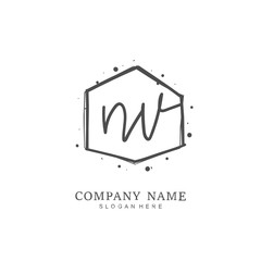 Handwritten initial letter N V NV for identity and logo. Vector logo template with handwriting and signature style.