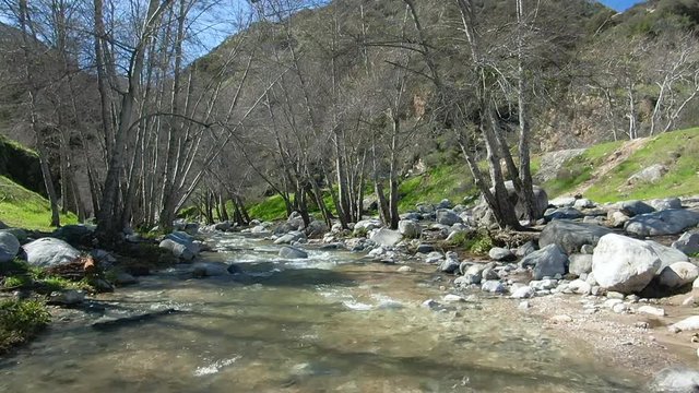 Slow Motion Flight Over River