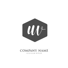 Handwritten initial letter U V UV for identity and logo. Vector logo template with handwriting and signature style.