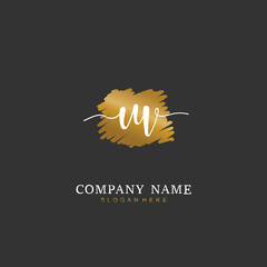 Fototapeta premium Handwritten initial letter U V UV for identity and logo. Vector logo template with handwriting and signature style.