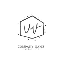 Handwritten initial letter U V UV for identity and logo. Vector logo template with handwriting and signature style.