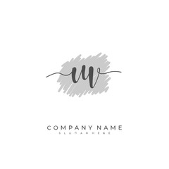 Handwritten initial letter U V UV for identity and logo. Vector logo template with handwriting and signature style.