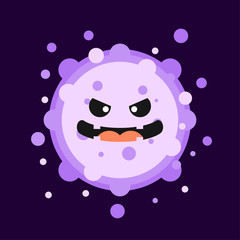 Corona Virus cartoon characters on color background Pathogen respiratory coronavirus 2019-nCoV from Wuhan, China. Suitable use for poster, element, mascot, emoji, emoticon. Covid-19, Sars, mers, flu, 