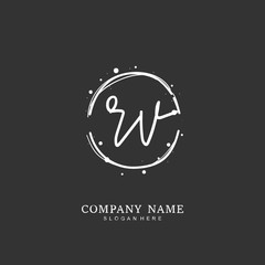Handwritten initial letter R V RV for identity and logo. Vector logo template with handwriting and signature style.