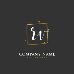 Handwritten initial letter R V RV for identity and logo. Vector logo template with handwriting and signature style.