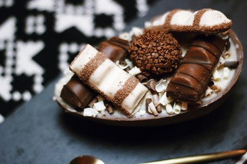 chocolate easter egg with brigadeiro and milk nest