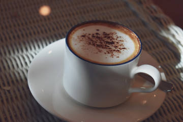 hot cappuccino coffee drink in the morning day