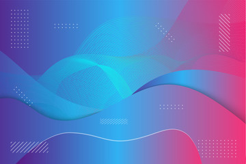 Abstract background design. Fluid flow gradient with geometric lines and light effect. Motion minimal concept. Vector illustration. the gradient colors are purple, blue and pink.