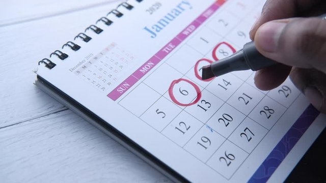 deadline concept with red mark on calendar date 