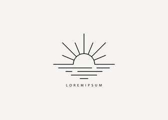 Sunrise line logo icon. Linear sunset logo vector