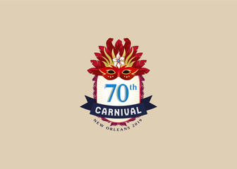 Fototapeta premium Carnival days logo template. Birthday carnival logo, new orleans party vector emblem