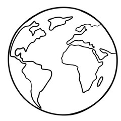 Planet earth. Coloring page. Vector illustration