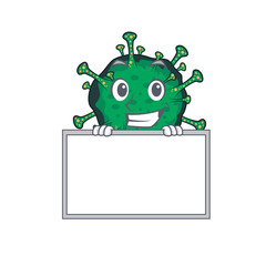 Smiley bat coronavirus cartoon character style bring board