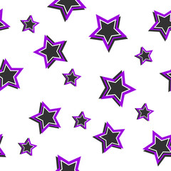 Vector color stars seamless pattern on white