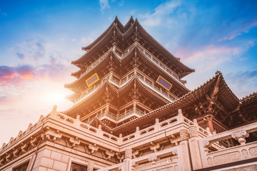 Ancient buildings of Daming Lake in Jinan..