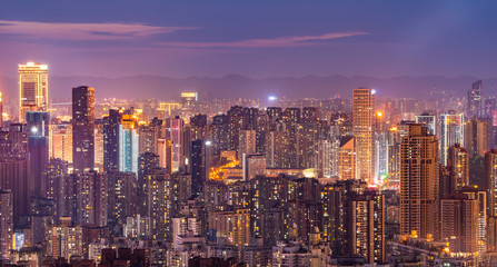 Night view of Chongqing Architecture and urban skyline..