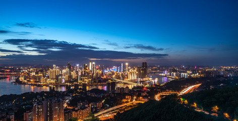 Night view of Chongqing Architecture and urban skyline..