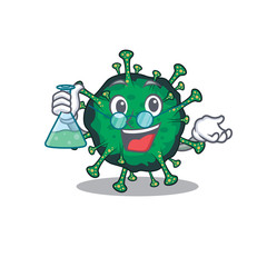 Smart Professor of bat coronavirus mascot design holding a glass tube
