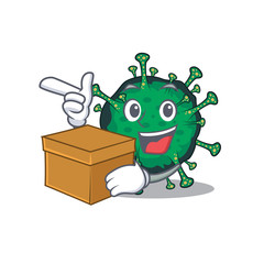 Bat coronavirus cartoon design style having a box